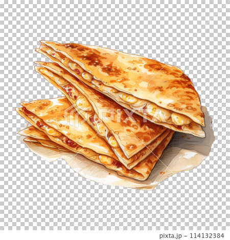 Quesadilla with Melted Cheese Stretching 114132384