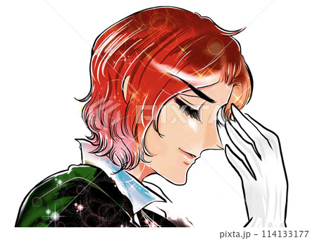 ナルシストな王子様がプロポーズする昭和少女漫画風の横顔イラスト 114133177