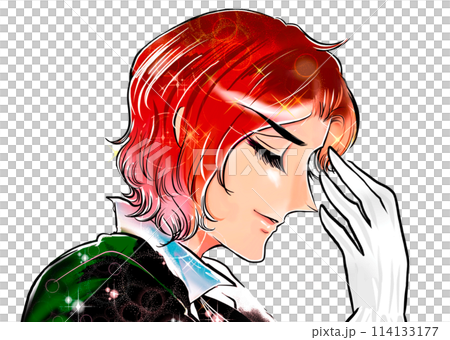 ナルシストな王子様がプロポーズする昭和少女漫画風の横顔イラスト 114133177