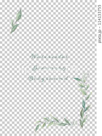 Watercolor green leaves corner frame Watercolor green leaves corner frame 114133755