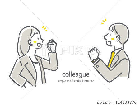 ビジネスパーソン　成功　横顔　シンプルでお洒落な線画イラスト 114133876