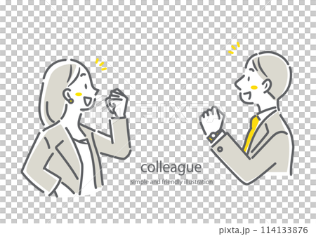 ビジネスパーソン　成功　横顔　シンプルでお洒落な線画イラスト 114133876