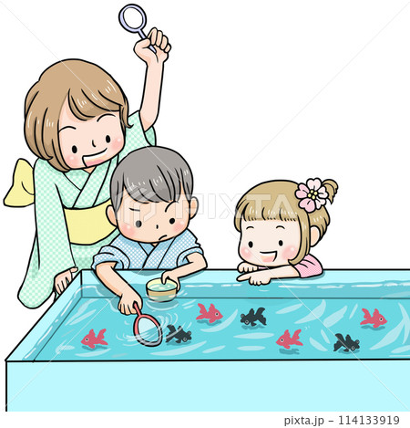 金魚すくいを楽しむ 金魚すくいを楽しむ 114133919
