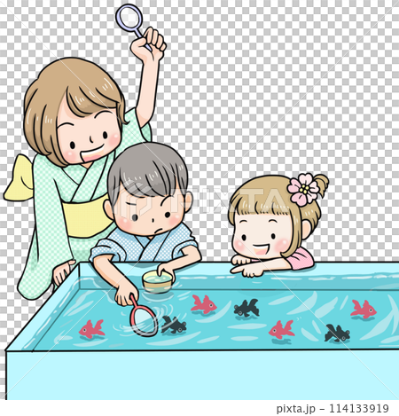 金魚すくいを楽しむ 金魚すくいを楽しむ 114133919