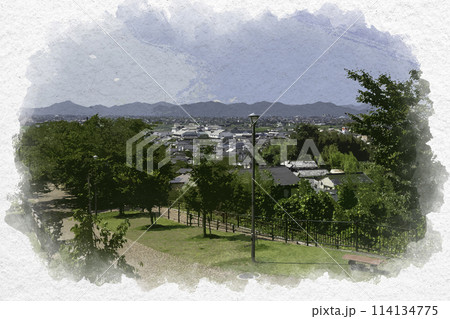 水彩画風 早島公園 岡山県都窪郡早島町 水彩画風 早島公園 岡山県都窪郡早島町 114134775
