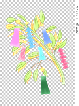 竹に飾った七夕の飾り 114135328