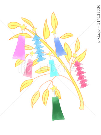 竹に飾った七夕の飾り 114135336