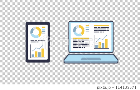 Computers and information terminals displaying graphs Computers and information terminals displaying graphs 114135371