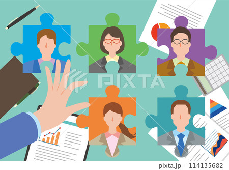 会社人事やチームのイメージイラスト 会社人事やチームのイメージイラスト 114135682