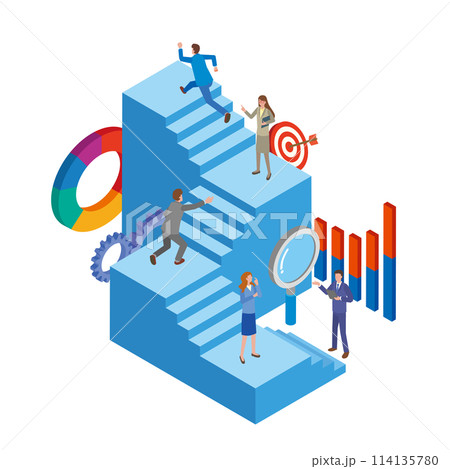 仕事を頑張る会社員のイメージイラスト 114135780