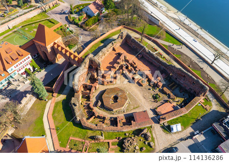 Landscape of the old town in Torun with the ruins of the Teutonic castle. Poland Landscape of the old town in Torun with the ruins of the Teutonic castle. Poland 114136286