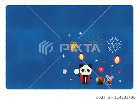 夏祭りの暑中見舞い(横) 夏祭りの暑中見舞い(横) 114138430