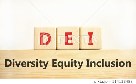 DEI diversity equity and inclusion symbol. Concept words DEI diversity equity inclusion on blocks. Beautiful white background. Business DEI diversity equity and inclusion concept. Copy space. DEI diversity equity and inclusion symbol. Concept words DEI diversity equity inclusion on blocks. Beautiful white background. Business DEI diversity equity and inclusion concept. Copy space. 114138488