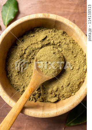 Moringa Matcha Wheatgrass Green Powder. Food supplement, healthy food lifesyle Moringa Matcha Wheatgrass Green Powder. Food supplement, healthy food lifesyle 114138513