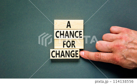 A chance for change symbol. Concept words A chance for change on beautiful wooden block. Beautiful grey table grey background. Voter hand. Business A chance for change concept. Copy space. A chance for change symbol. Concept words A chance for change on beautiful wooden block. Beautiful grey table grey background. Voter hand. Business A chance for change concept. Copy space. 114138556
