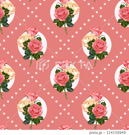 Roses seamless pattern background. Romantic fabric design 114138949