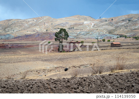 Colorful Maragua Crater Terrain with Traditional Building Colorful Maragua Crater Terrain with Traditional Building 114139350