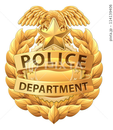Police Badge Shield Star Sheriff Cop Crest Symbol 114139406