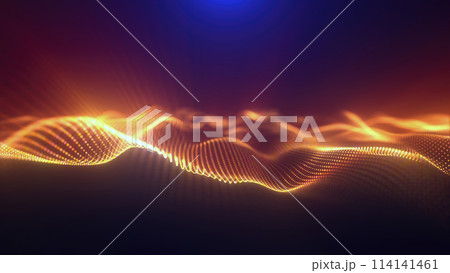 Yellow energy magic waves high tech digital iridescent morphing with light rays lines and energy particles. Abstract background Yellow energy magic waves high tech digital iridescent morphing with light rays lines and energy particles. Abstract background 114141461