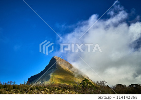 Ireland Benbulben mountain in clouds Ireland Benbulben mountain in clouds 114142868