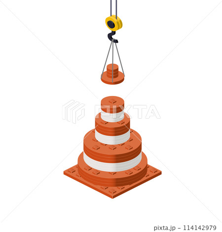 Traffic cone production concept on white background. Vector 114142979