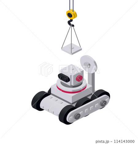 Robot lunar rover production concept on white background. Vector 114143000