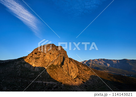 Spain Andalucia spring surrounding lonely tree mountains clouds tunnel 114143021