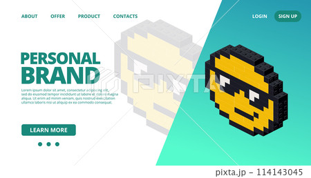 Web template with a cool smiley. Vector 114143045