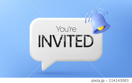 You are invited chat bubble. Invitation 3d card...のイラスト素材 [114143083 ...