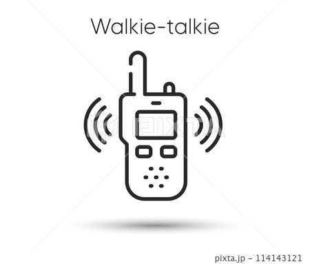 Walkie talkie line icon. Radio set sign. Portable voice transmitter symbol. Illustration for web and mobile app. Line style walkie-talkie icon. Editable stroke police radio speaker. Vector 114143121
