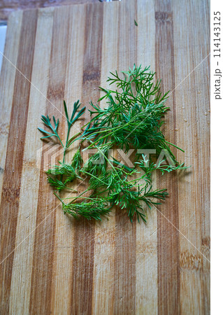 Eco dill leaves veg on the table 114143125