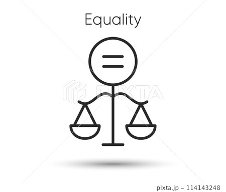 Ethics line icon. Equal balance scale sign. Gender equality symbol. Illustration for web and mobile app. Line style ethic icon. Editable stroke gender equal balance. Vector 114143248