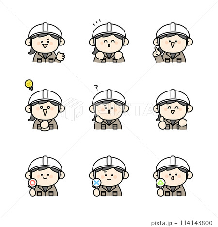 作業服の女性のイラストセット 作業服の女性のイラストセット 114143800