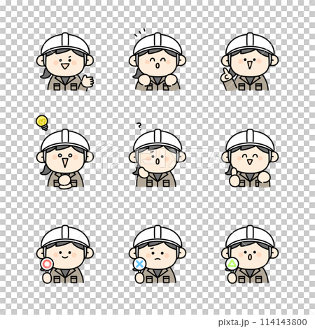 作業服の女性のイラストセット 作業服の女性のイラストセット 114143800