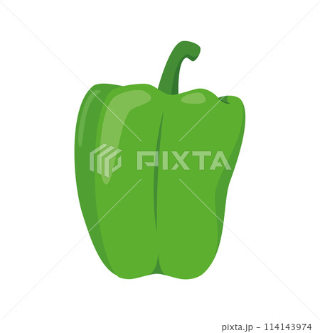 Vector illustration of a funny green pepper in cartoon style. Vector illustration of a funny green pepper in cartoon style. 114143974