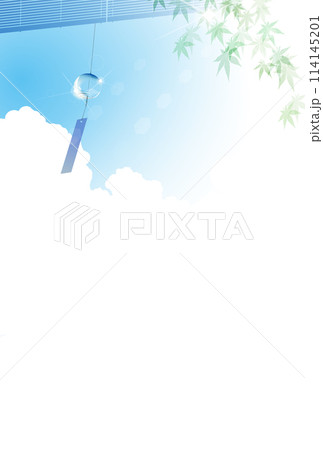すだれと風鈴と夏の空 114145201