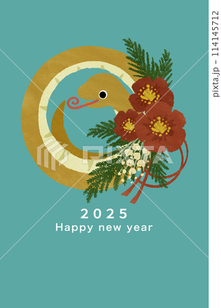 2025年 巳年 年賀状テンプレート 2025年 巳年 年賀状テンプレート 114145712