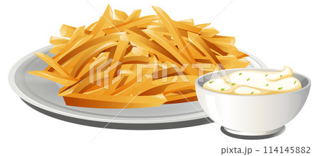 Crispy French Fries with Creamy Dip Crispy French Fries with Creamy Dip 114145882