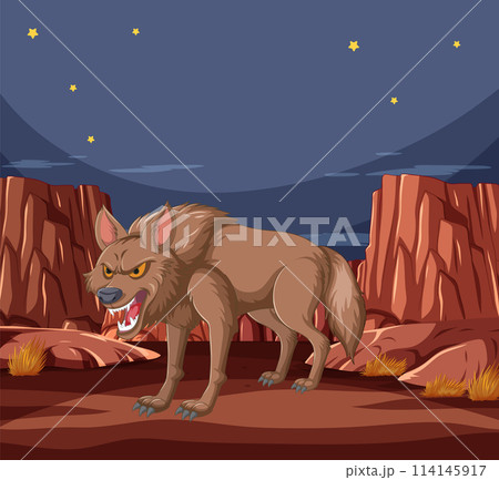 Fierce Wolf in a Desert Night Fierce Wolf in a Desert Night 114145917