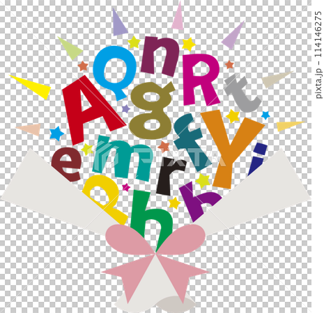 カラフルで賑やかなアルファベットのかわいいブーケ 114146275