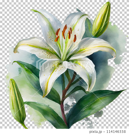 水彩タッチのユリのイラストのイラスト素材 [114146338] - PIXTA