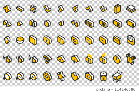 Isometric Icon Set (Yellow) R Isometric Icon Set (Yellow) R 114146590