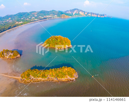 Aerial view Beautiful sea in summer season in Thailand Aerial view Beautiful sea in summer season in Thailand 114146661