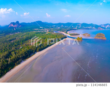 Aerial view Beautiful sea in summer season in Thailand Aerial view Beautiful sea in summer season in Thailand 114146665