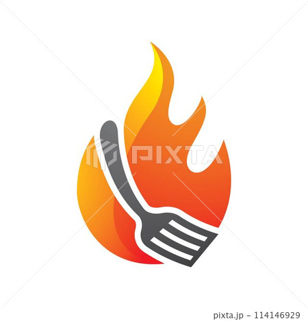 Hot grill logo images illustration 114146929