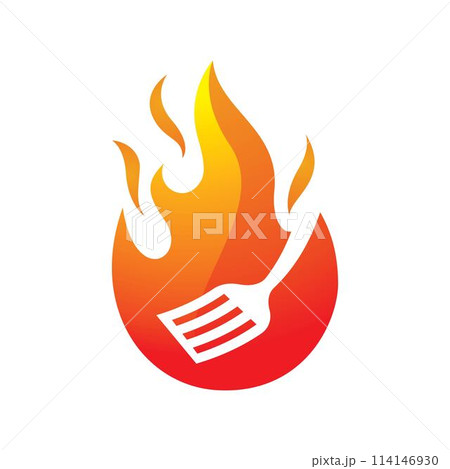 Hot grill logo images illustration 114146930