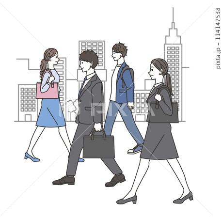 街を歩く人々のイラスト 114147538