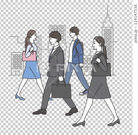 街を歩く人々のイラスト 114147538
