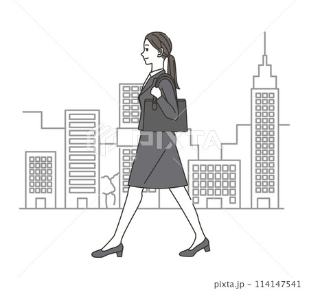 スーツ姿の歩く女性のイラスト 114147541