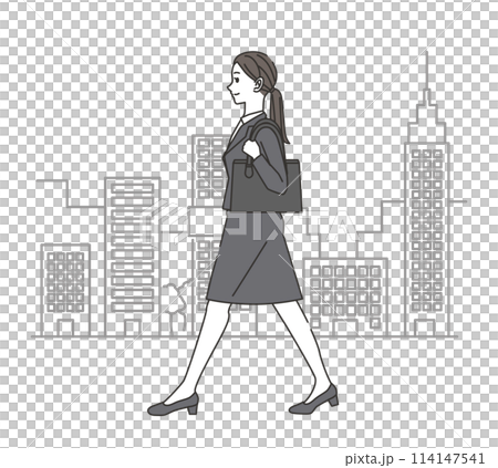 スーツ姿の歩く女性のイラスト 114147541
